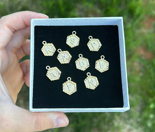 Gold Plated Hexagon Initial