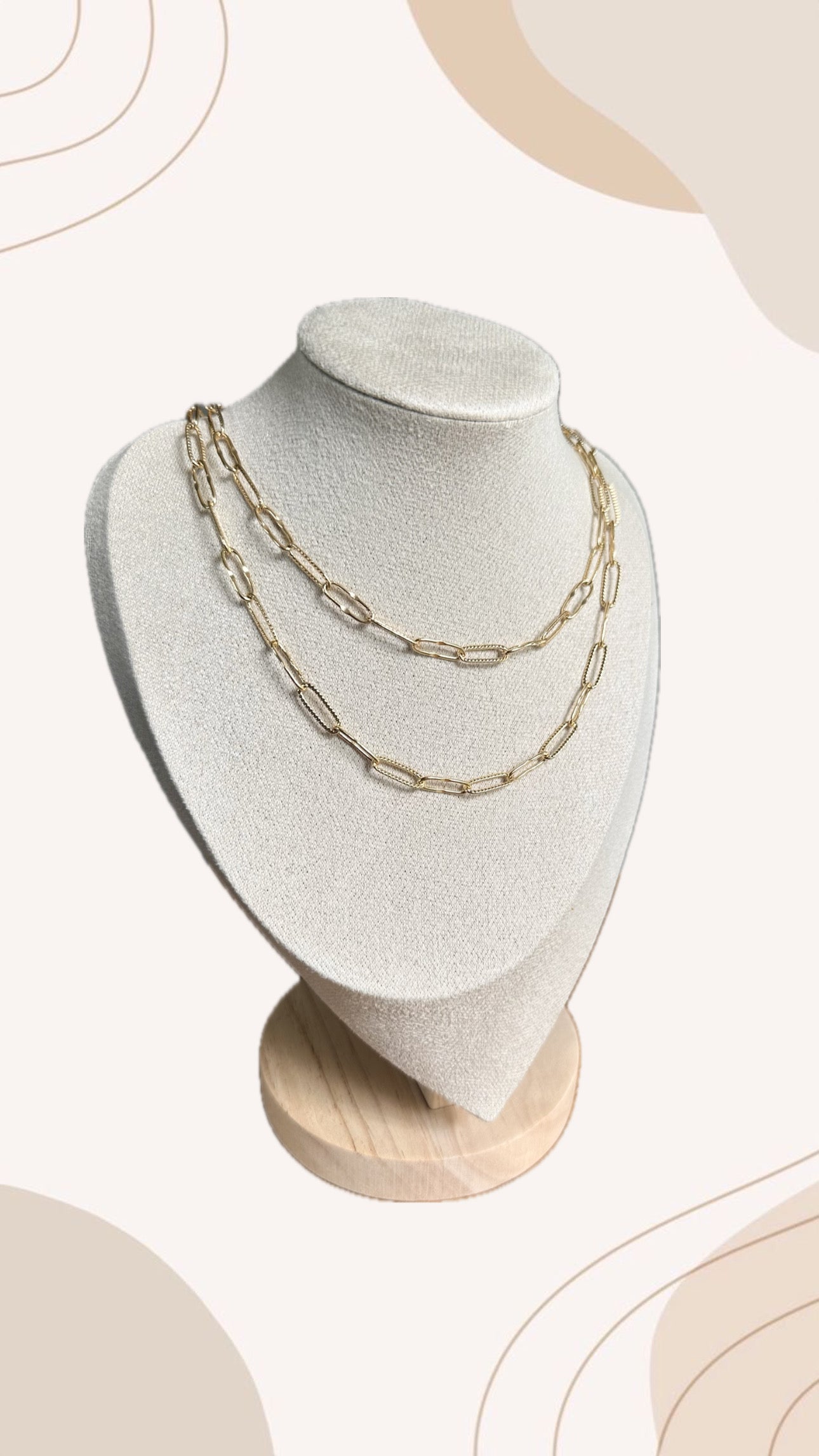 Gold Textured Paper Clip Chain- 14K Gold Filled